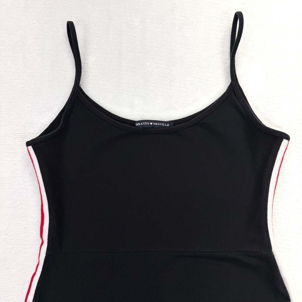 Brandy Melville Mini Dress Womens One Size Black Red White Side Stripe Italy - Picture 2 of 9